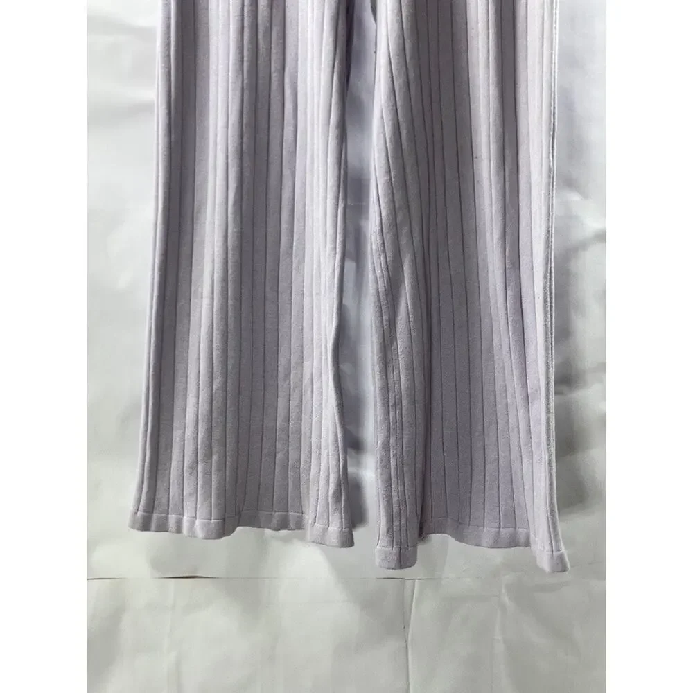BCBGENERATION Women's Orchid Purple Rib Knit High-Rise Wide-Leg Casual Pant SZ S - Picture 5 of 9